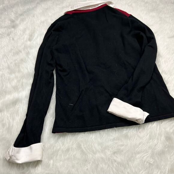 Y2k Notations black/red collared academia sweater size L - Picture 4 of 4